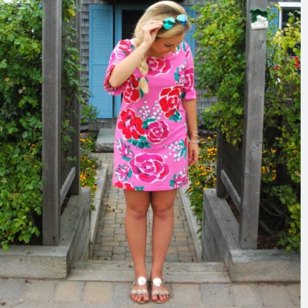 LILLY PULITZER SOMERSET DRESS HOTTY PINK A THING CALLED LOVE WOMENS SZ LARGE